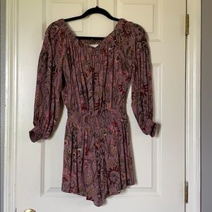 Off the shoulder, backless romper